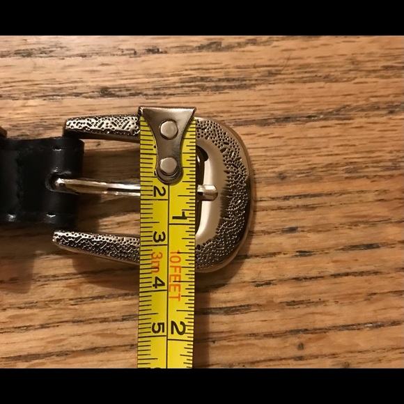 LEATHER BELT black with silver oval conchos main image 15